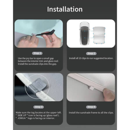 ม่านบังแดดหลังคา JOWUA GLASS ROOF SUNSHADE สำหรับ MODEL Y 2021-2024 สีดำ_7